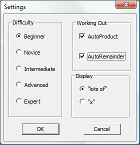 Settings window