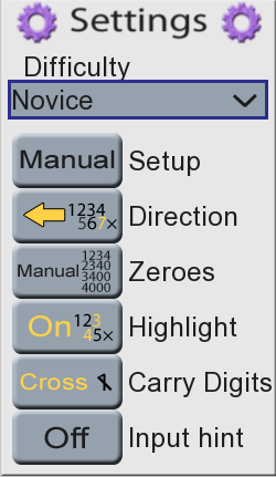 Settings panel